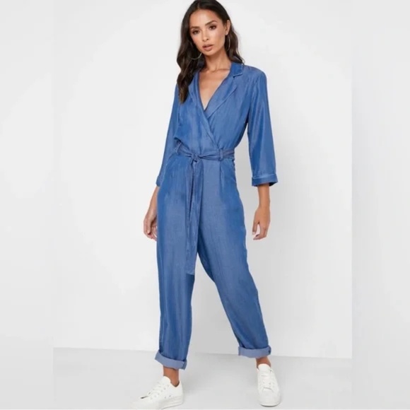 Chambray Tie-Waist Jumpsuit - Picture 1 of 5